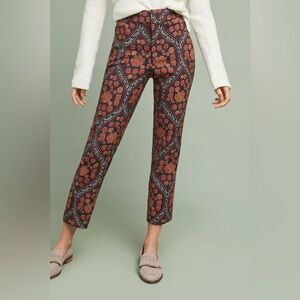 Anthropologie The Essential Slim Trouser in Floral Brocade fully lined Size 8 US